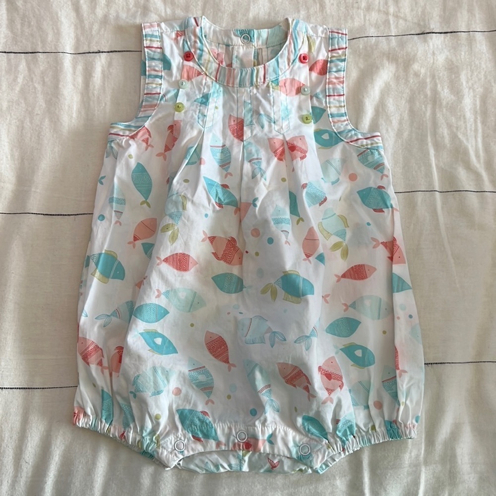 JANIE AND JACK Swimmingly Sweet Fish Bubble Romper